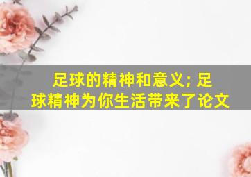 足球的精神和意义; 足球精神为你生活带来了论文